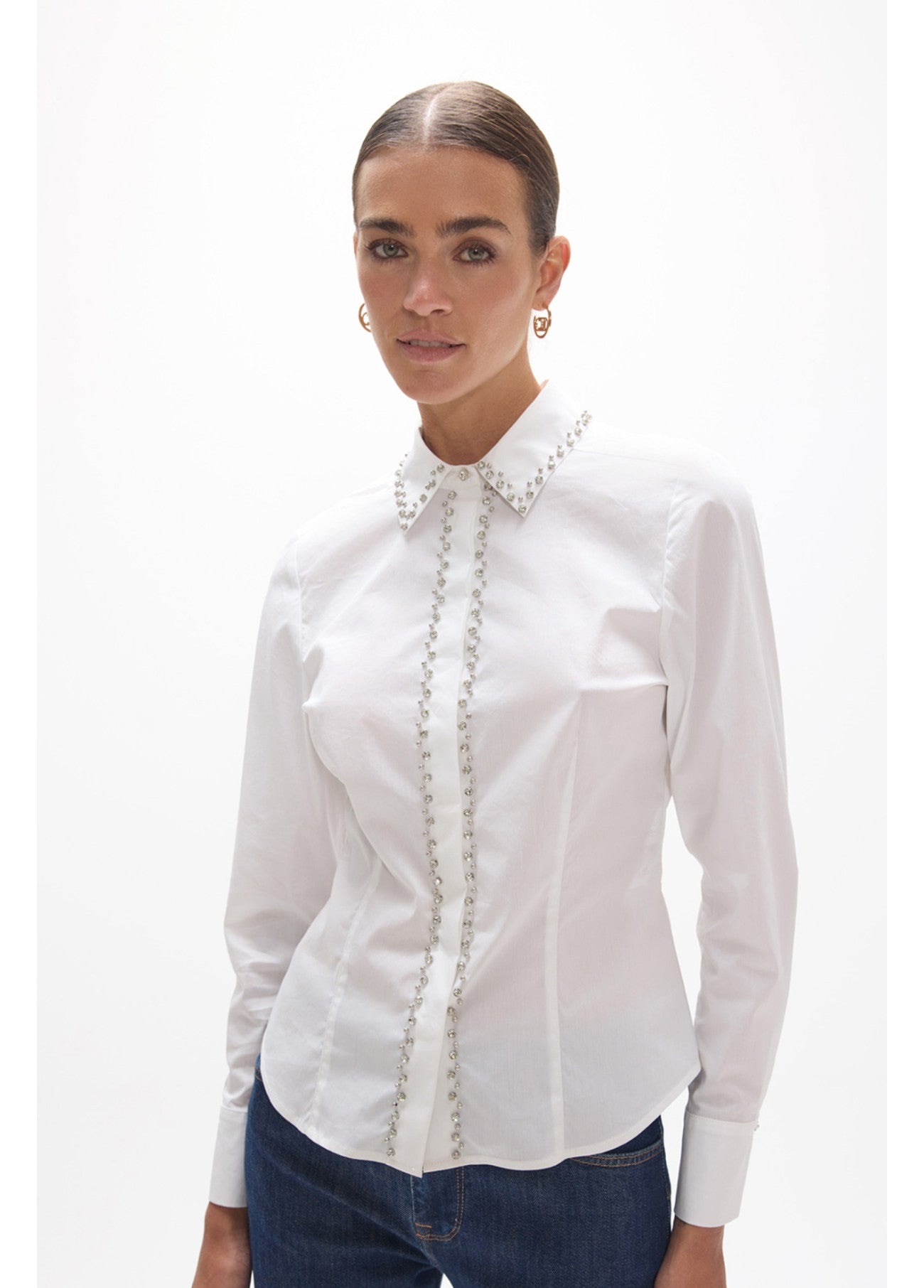 White fitted poplin shirt
