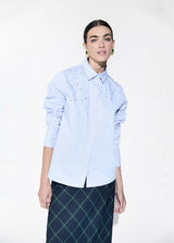 Poplin shirt with rhinestone detail all over