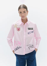 Poplin shirt with details and patches