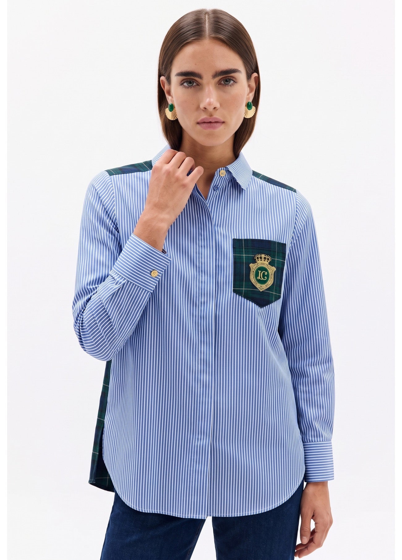 Tartan striped combo shirt