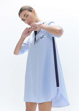 Two-tone poplin tapioca dress with love embroidery