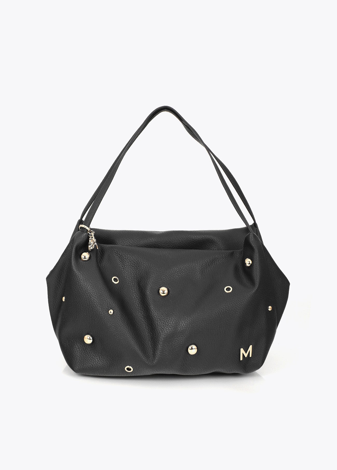 Multi-studded leather effect shopper