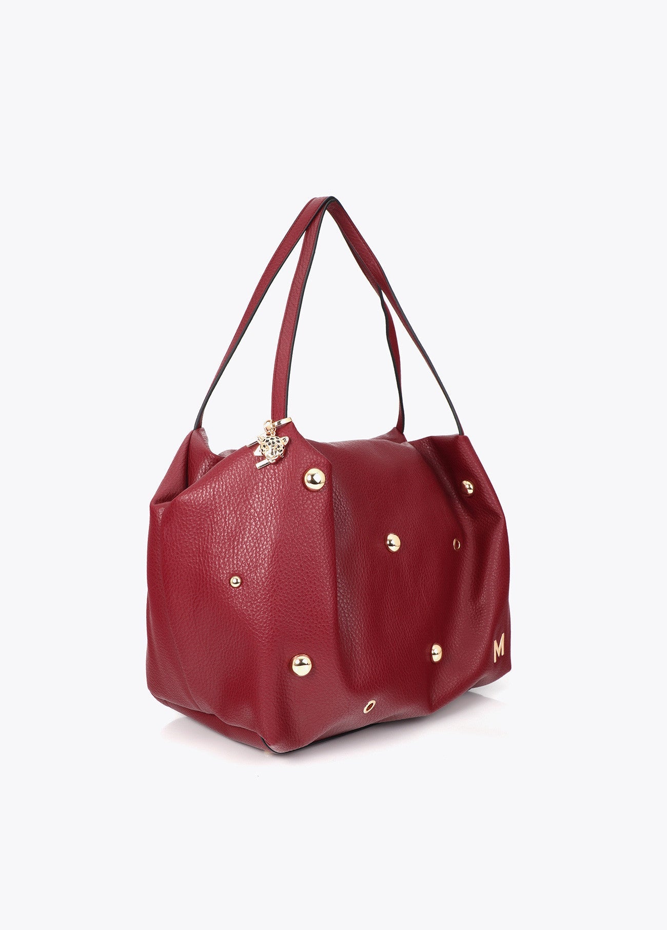 Multi-studded leather effect shopper