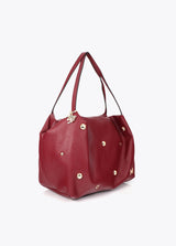 Multi-studded leather effect shopper