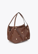Multi-studded leather effect shopper