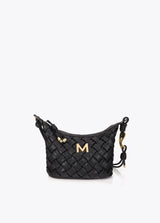 Braided faux leather shoulder strap with irregular buckle
