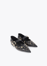 Flat shoe with leopard stud detail