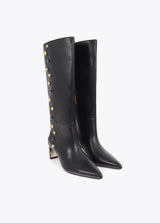 High boot with jewel application detail