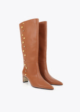 High boot with jewel application detail
