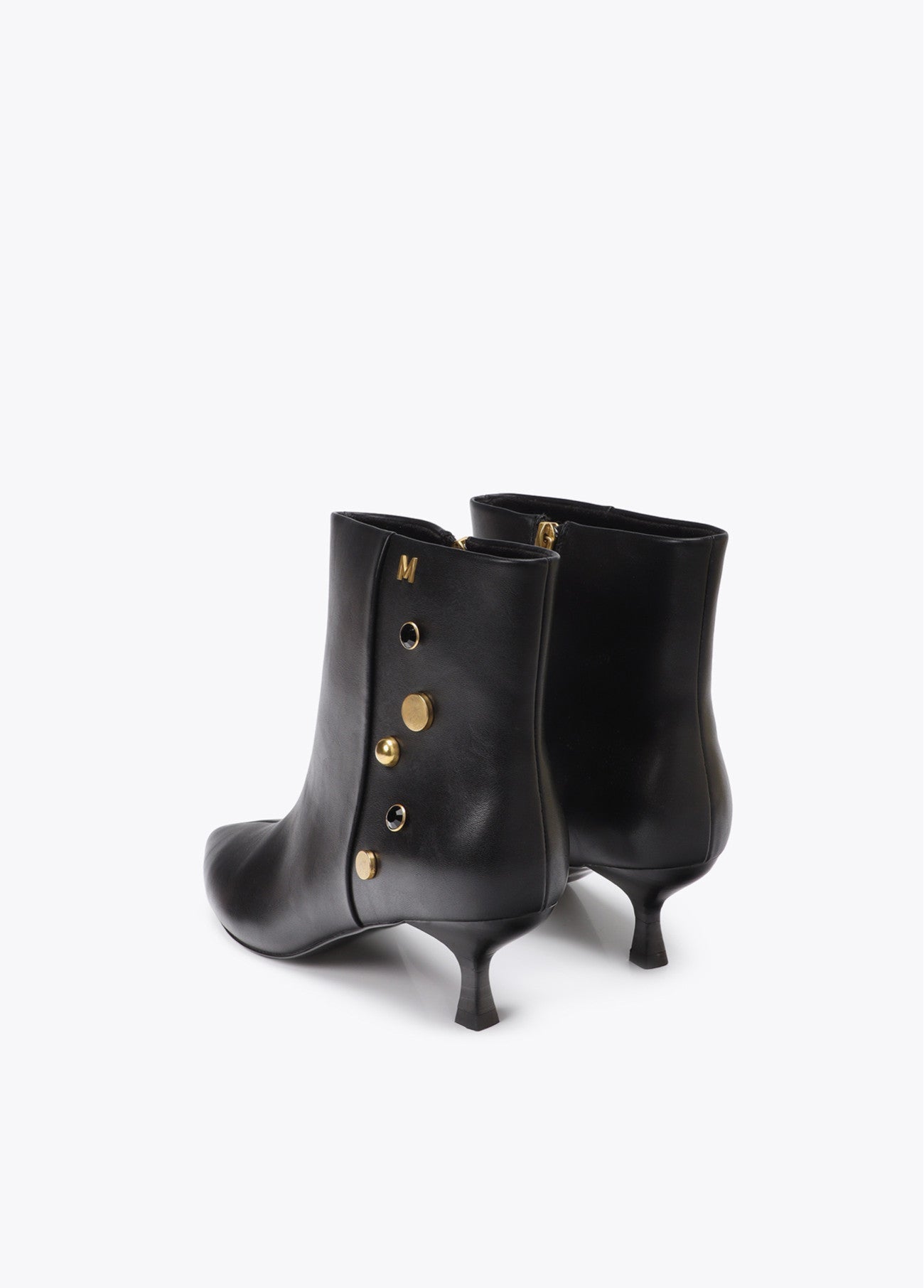 Heel ankle boots with jewel appliqué detail