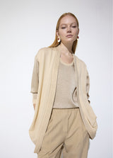Bi-material cardigan with crystals