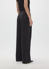 Pleated trousers with waistband detail buckle and snaps