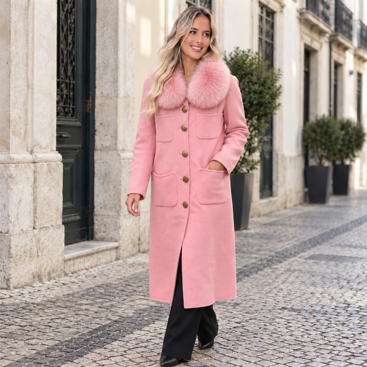 Casaco Millie MAPO — PINK 02 JOANA — gola conforme camel aprovada