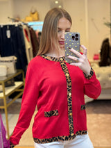 Contrast Animal Print Cardigan